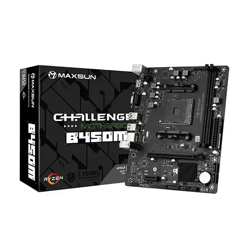 this is a imgae of MAXSUN CHALLENGER B450M Micro ATX Ryzen Motherboard